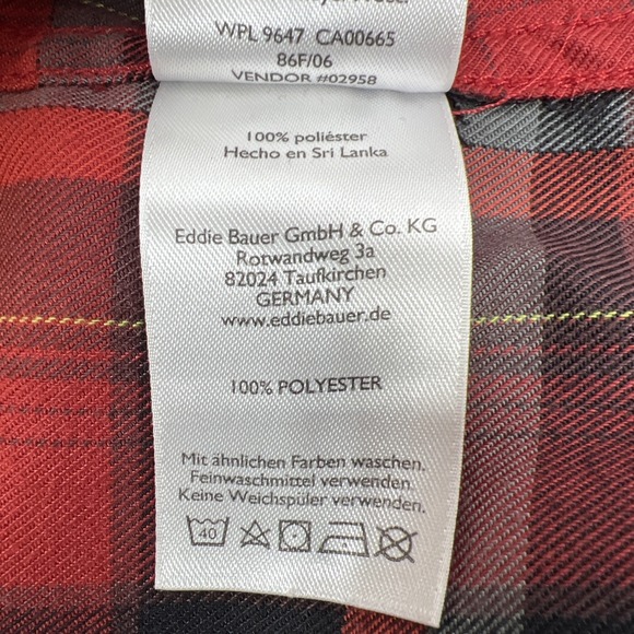 Eddie Bauer Men's Red & Gray Plaid Long Sleeve Shirt Size Large - Picture 9 of 12